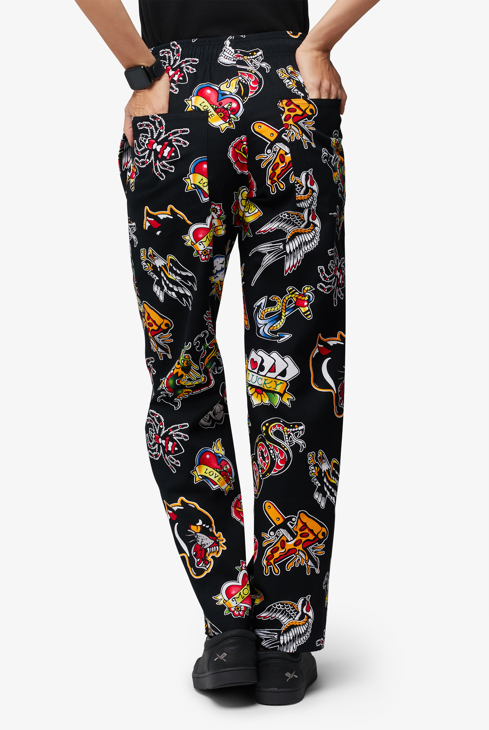 UA CHEF&trade; Inkaholic Black Women's 4-Pocket Printed Chef Pants