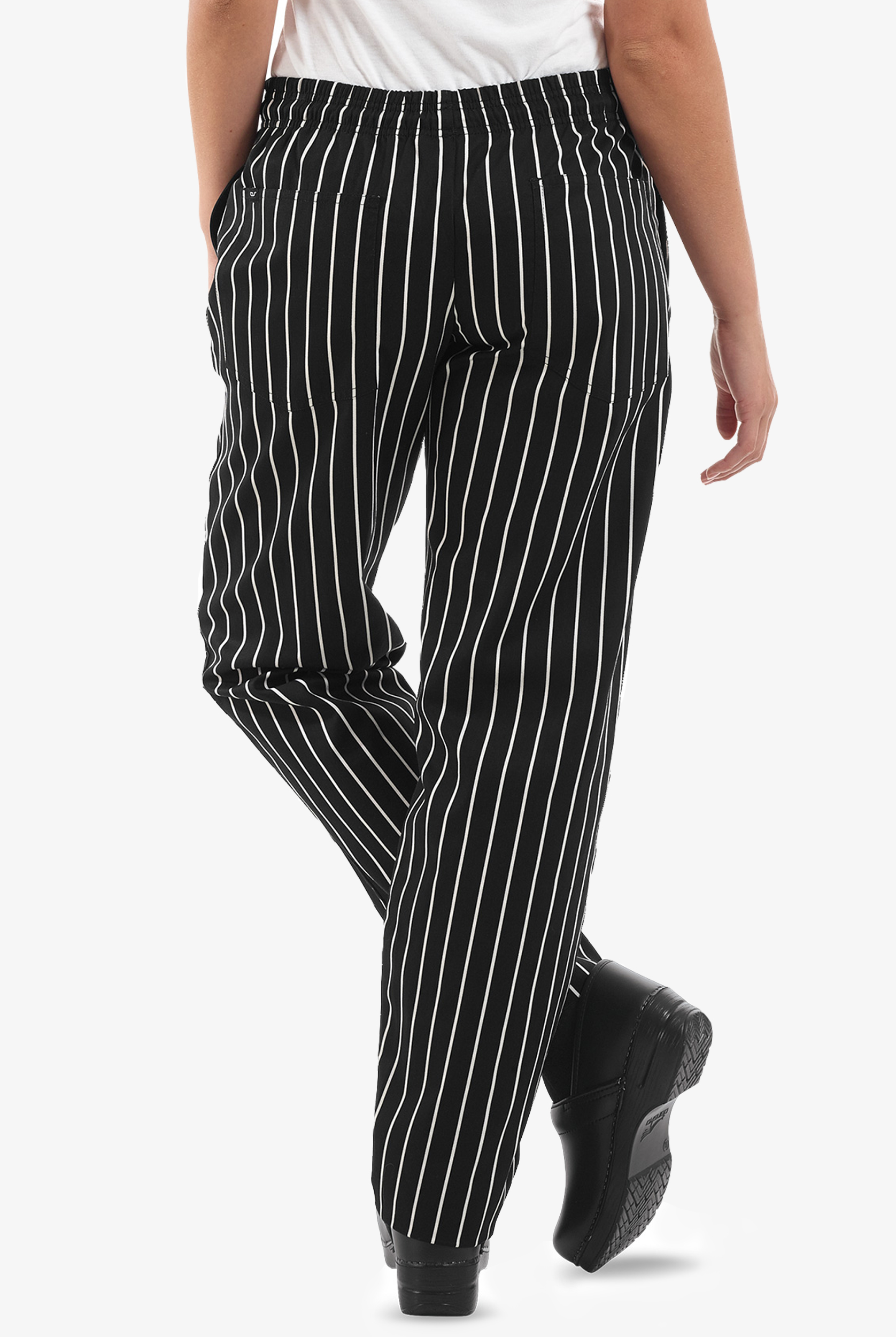 UA CHEF&trade; Chalk Stripe Women's 4-Pocket Elastic Waistband Printed Chef Pants