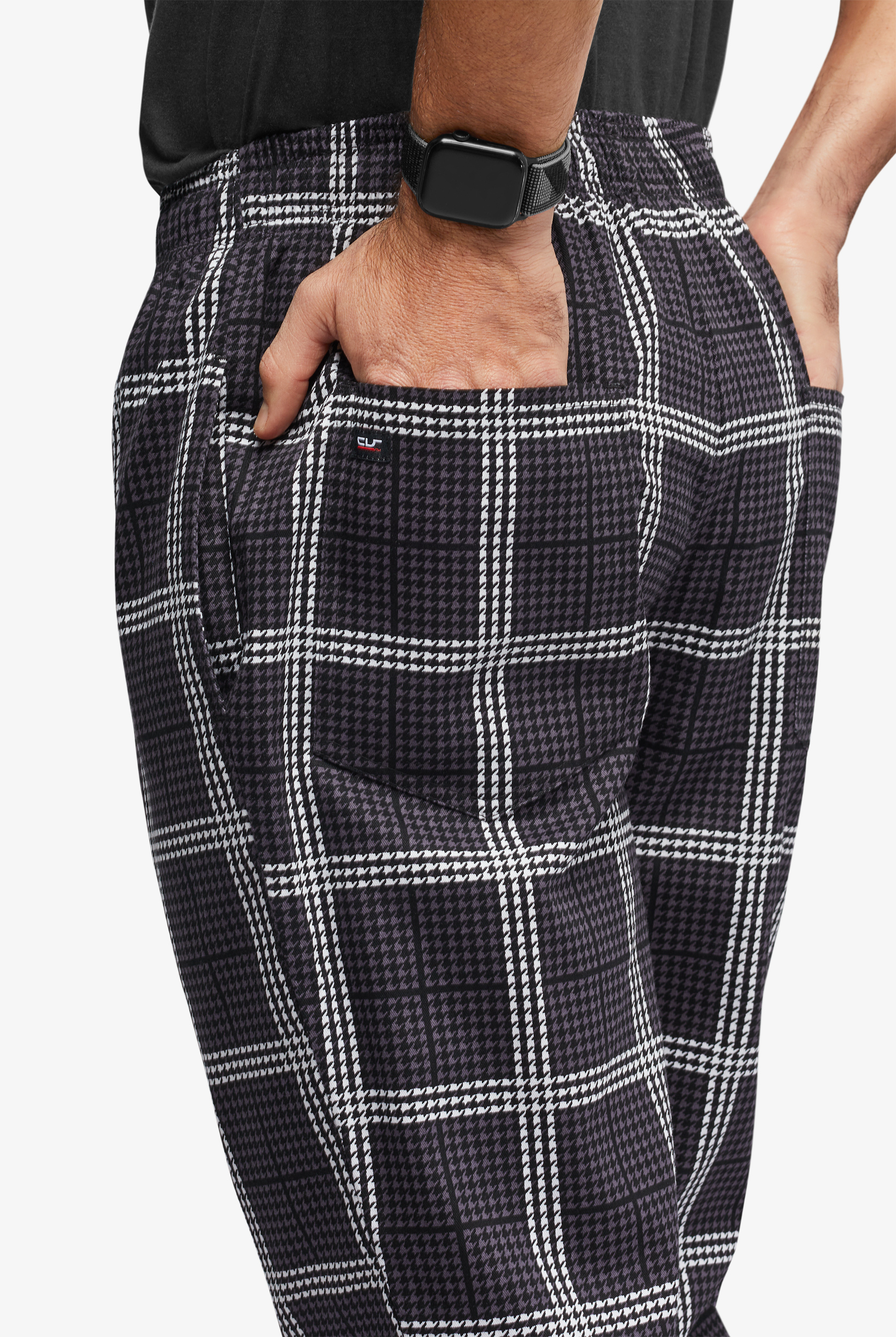 UA CHEF&trade; Houndstooth Plaid Men's 4-Pocket Baggy Printed Chef Pants
