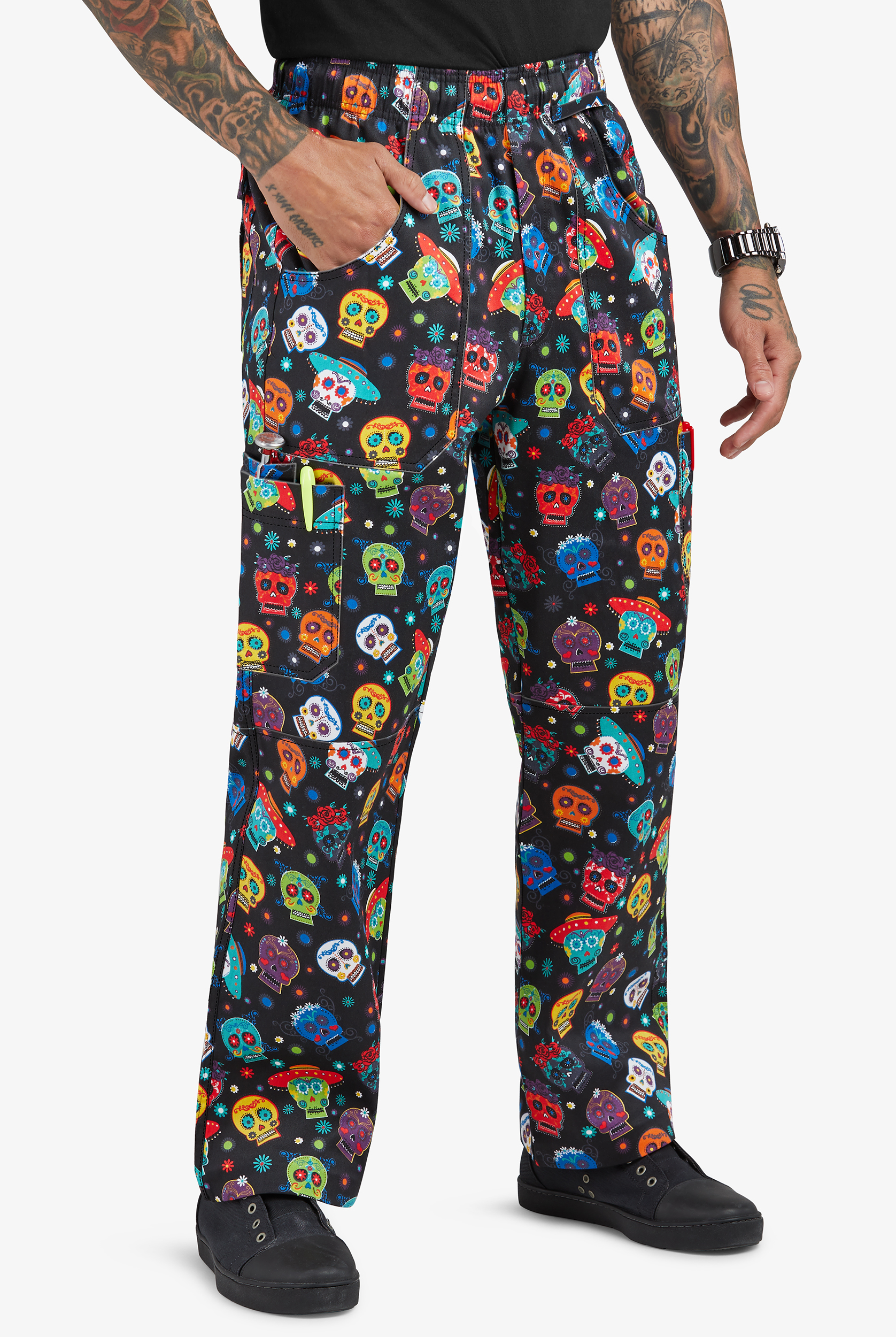 UA CHEF&trade; Calavera Men's 7-Pocket Printed Cargo Chef Pants