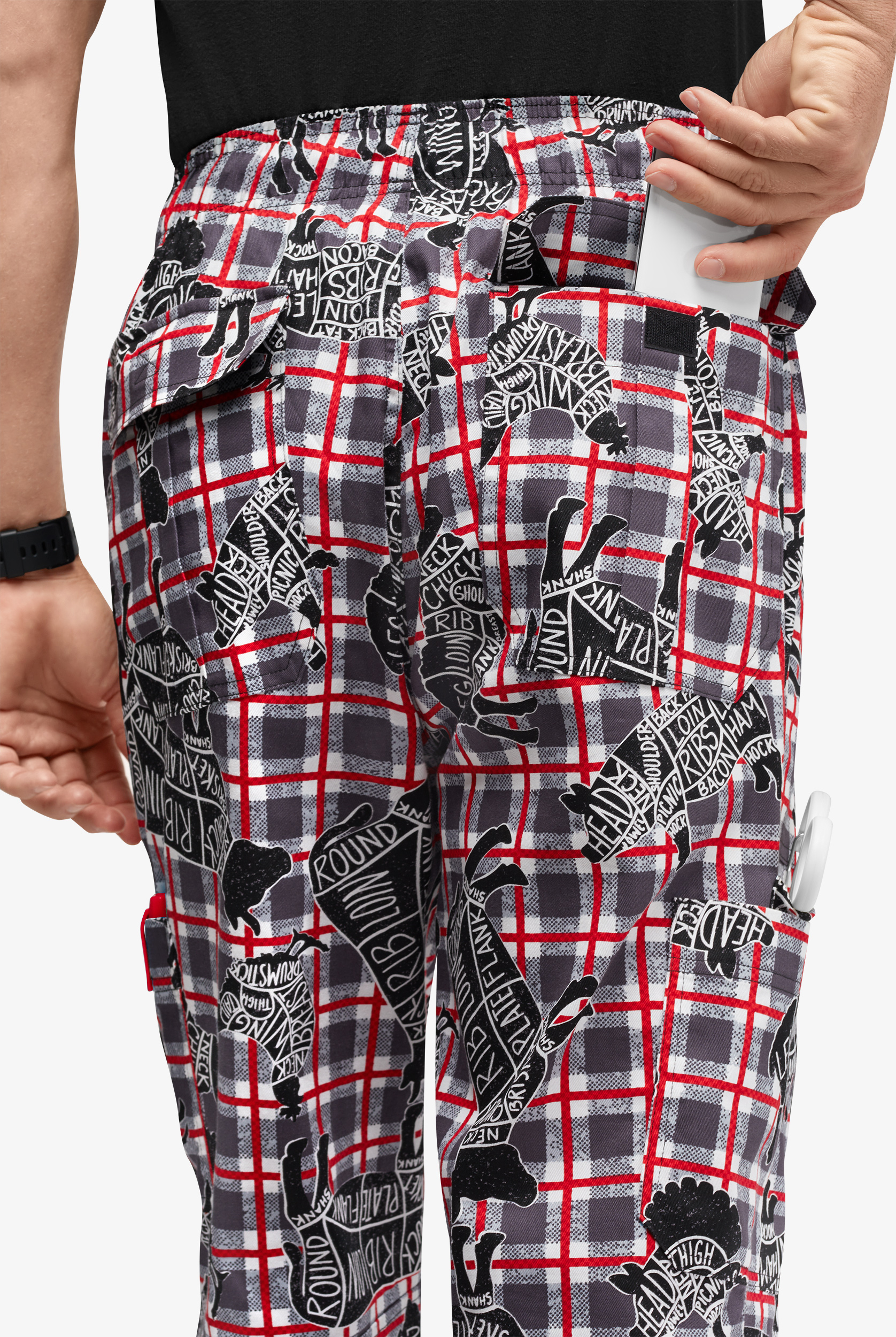 UA CHEF&trade; Butcher Board Pebble Gray Men's Printed Cargo Chef Pants