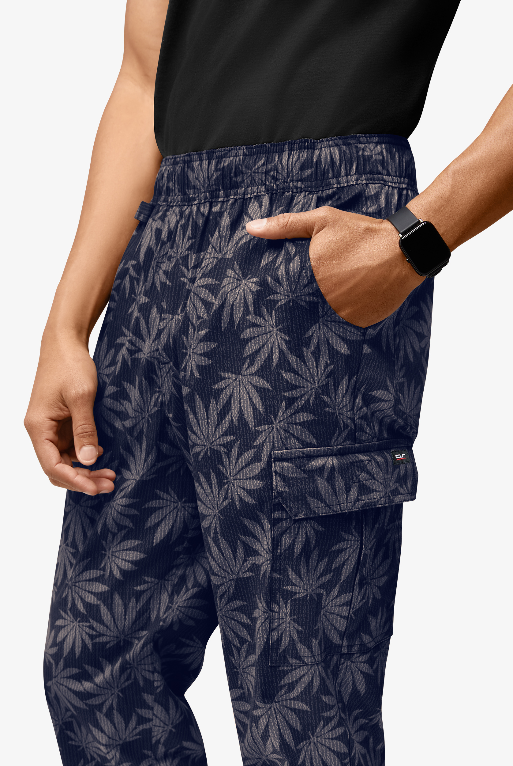 CHEF 360 Happy Leaves Men's 7-Pocket Stretch Cargo Jogger