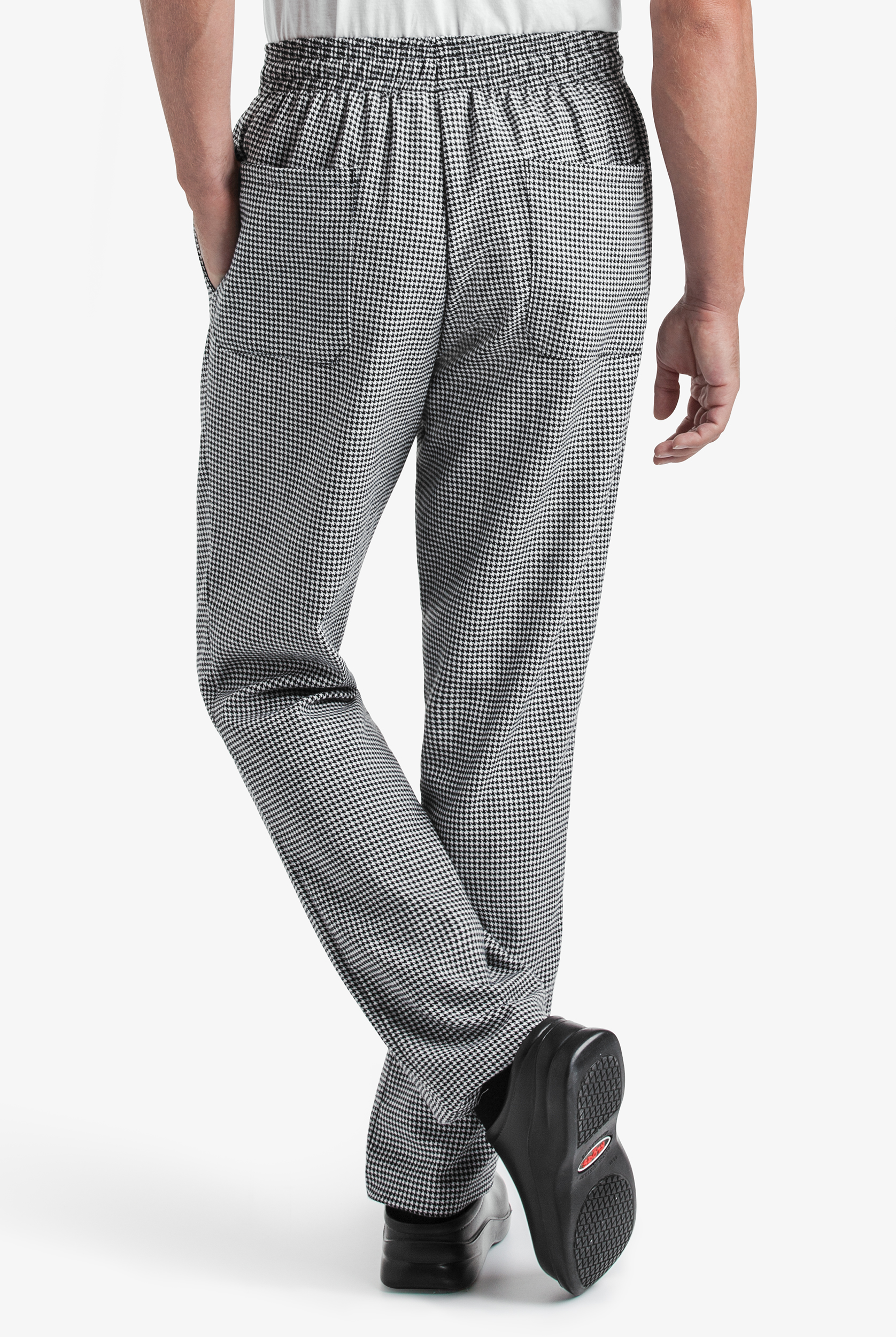 On the Line Houndstooth White Men's 4-Pocket Baggy Printed Chef Pants