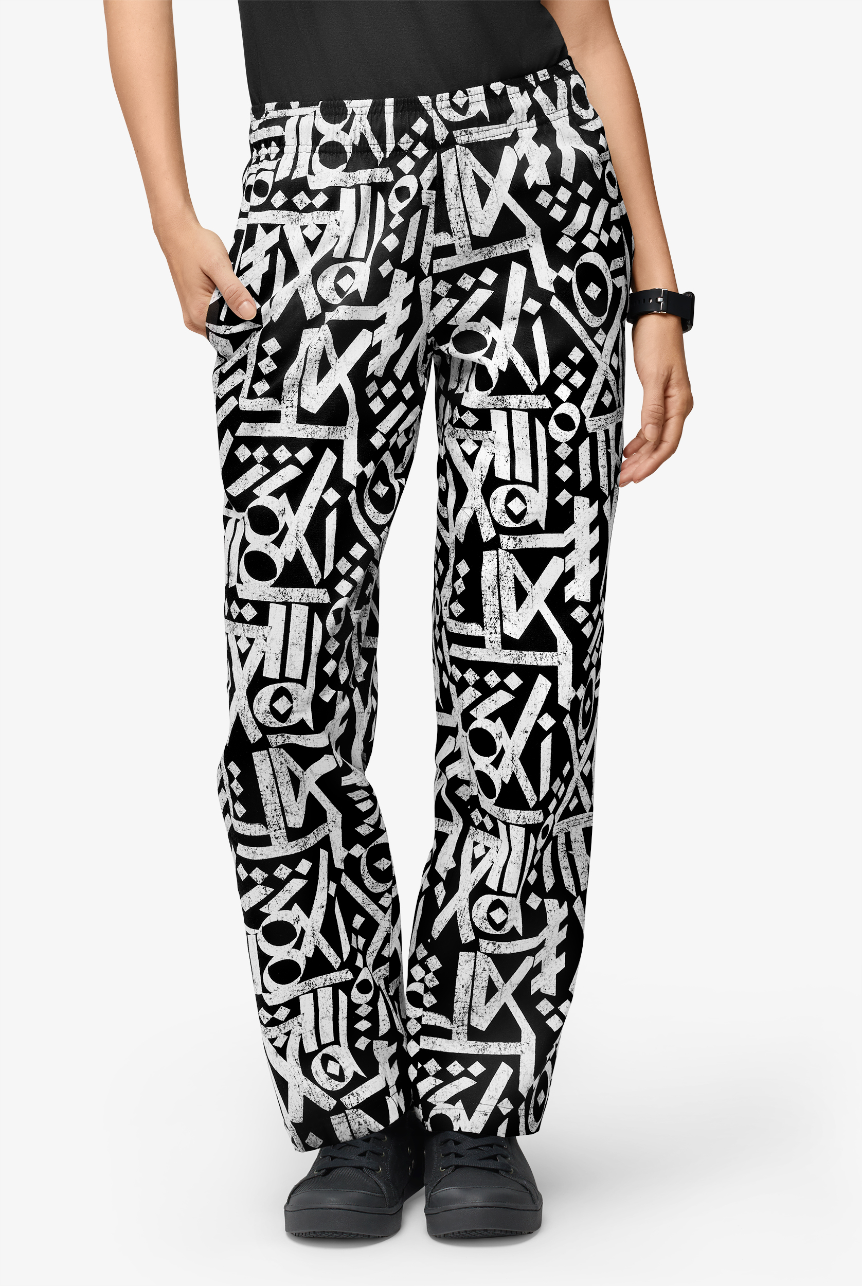 UA CHEF&trade; Cali Graffiti Black Women's 4-Pocket Printed Chef Pants