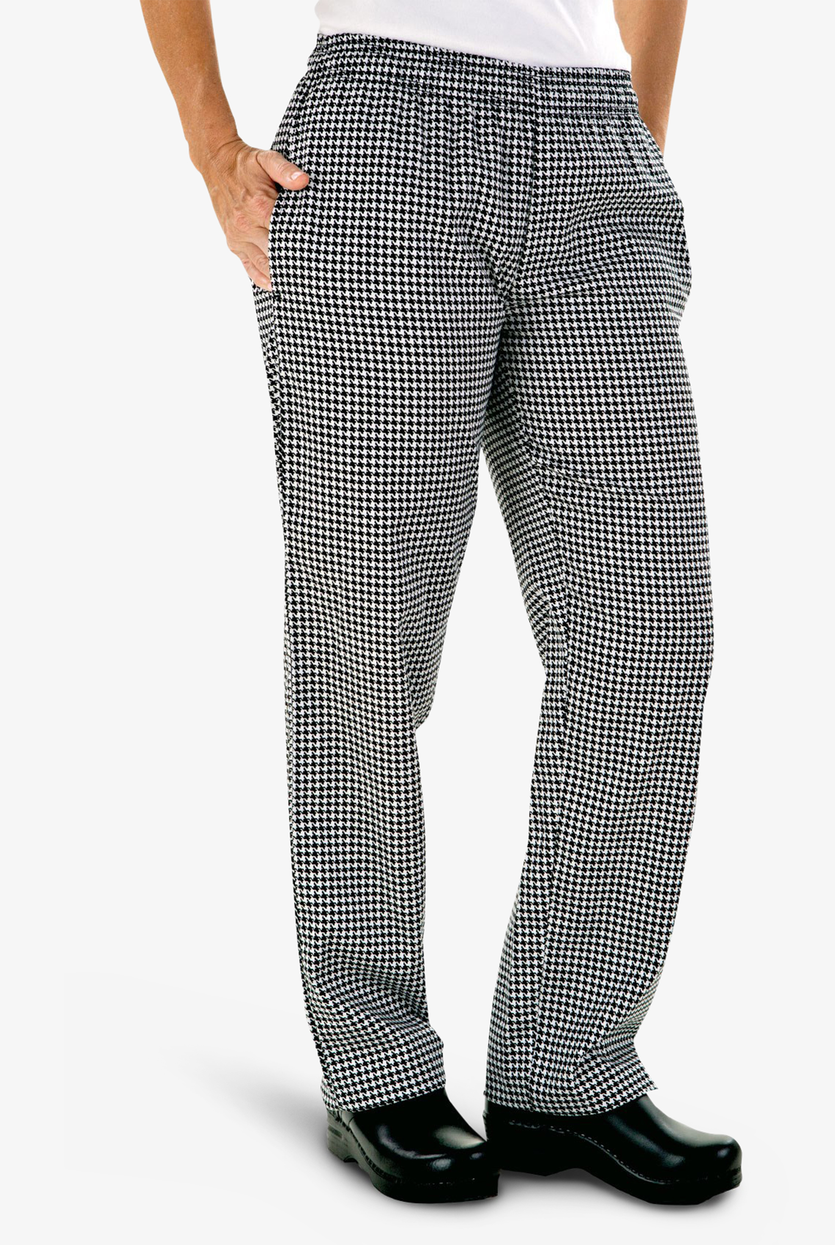 UA CHEF&trade; Houndstooth Women's 4-Pocket Elastic Waistband Printed Chef Pants