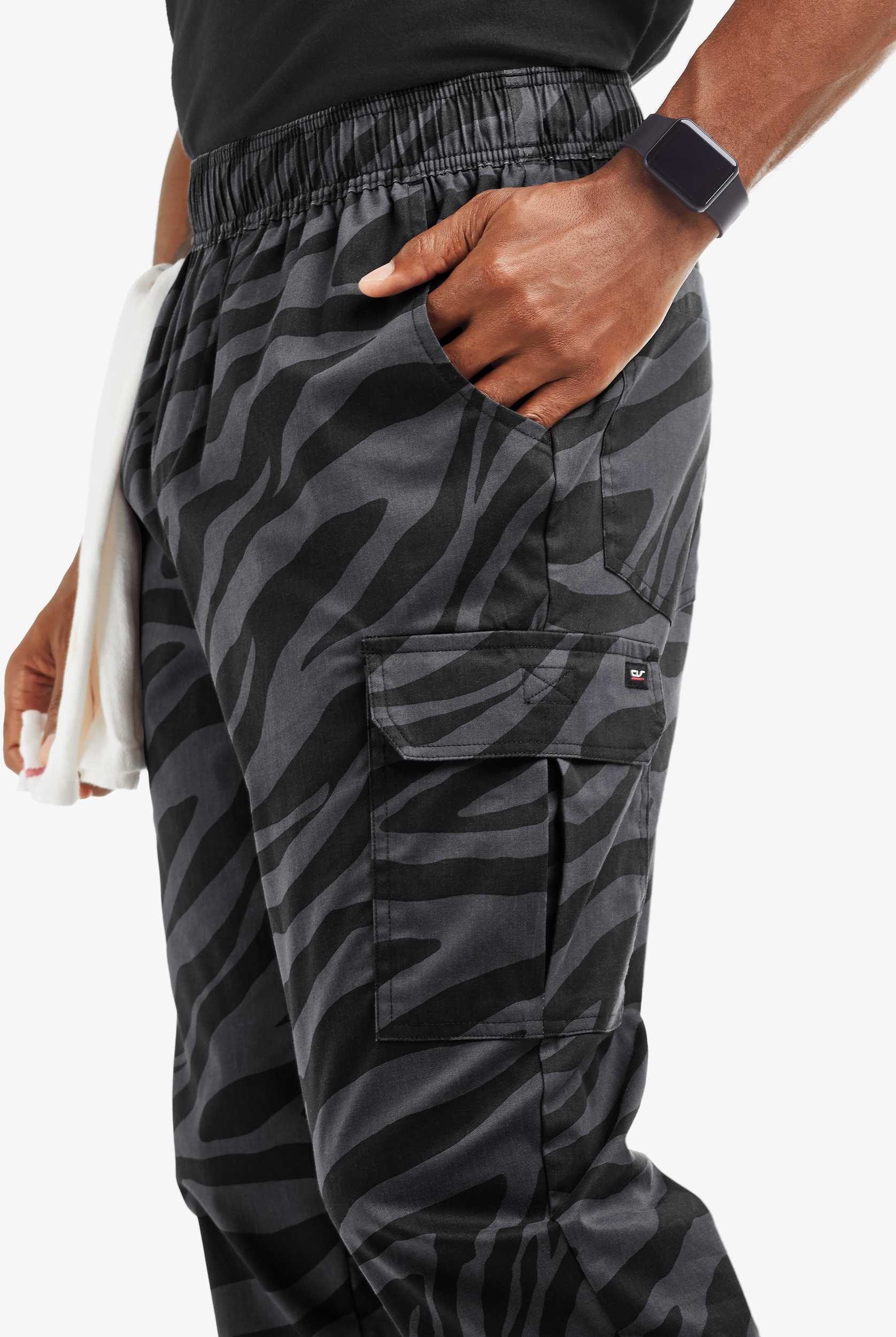 CHEF 360 Zebra Men's 7-Pocket Stretch Cargo Jogger