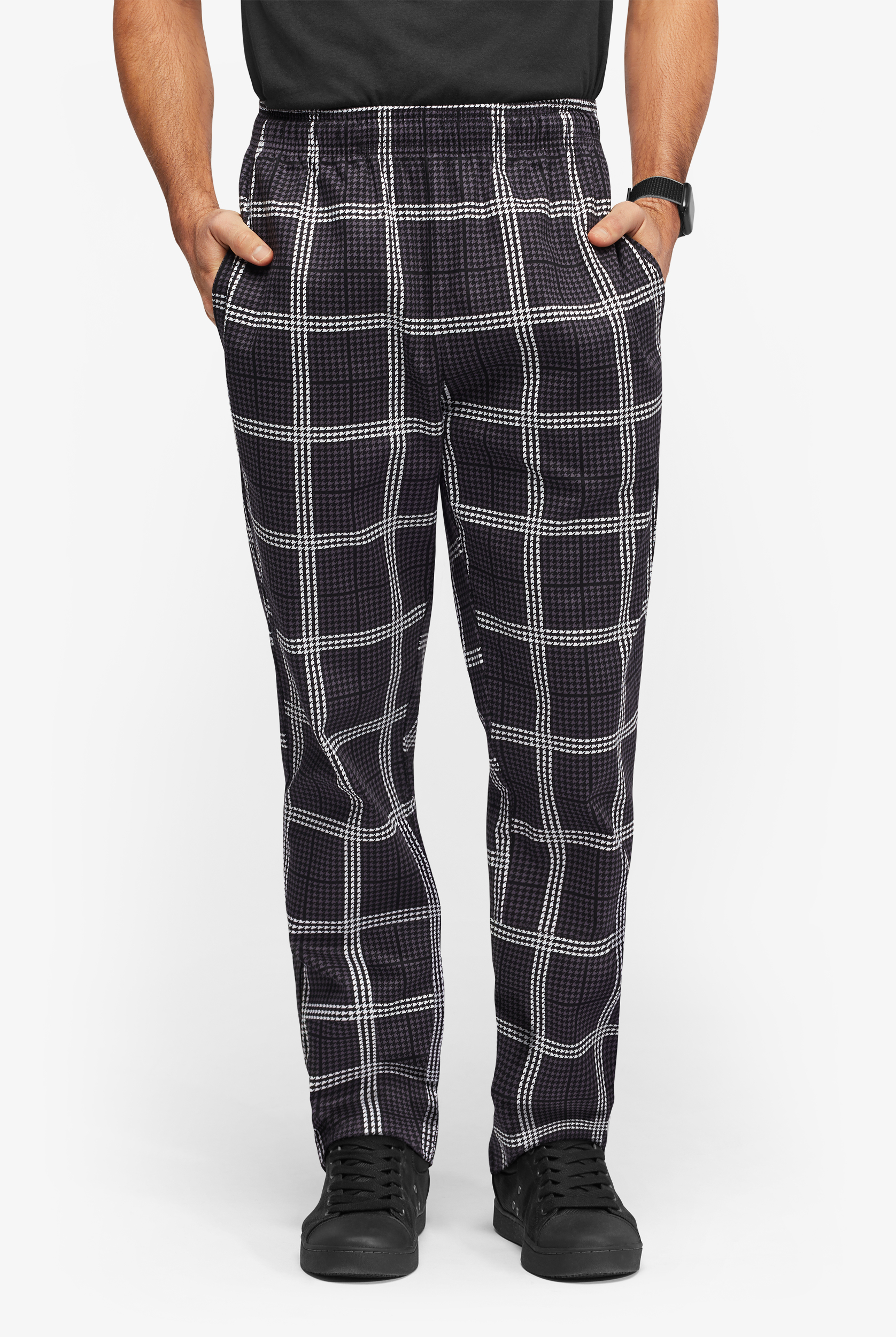 UA CHEF&trade; Houndstooth Plaid Men's 4-Pocket Baggy Printed Chef Pants