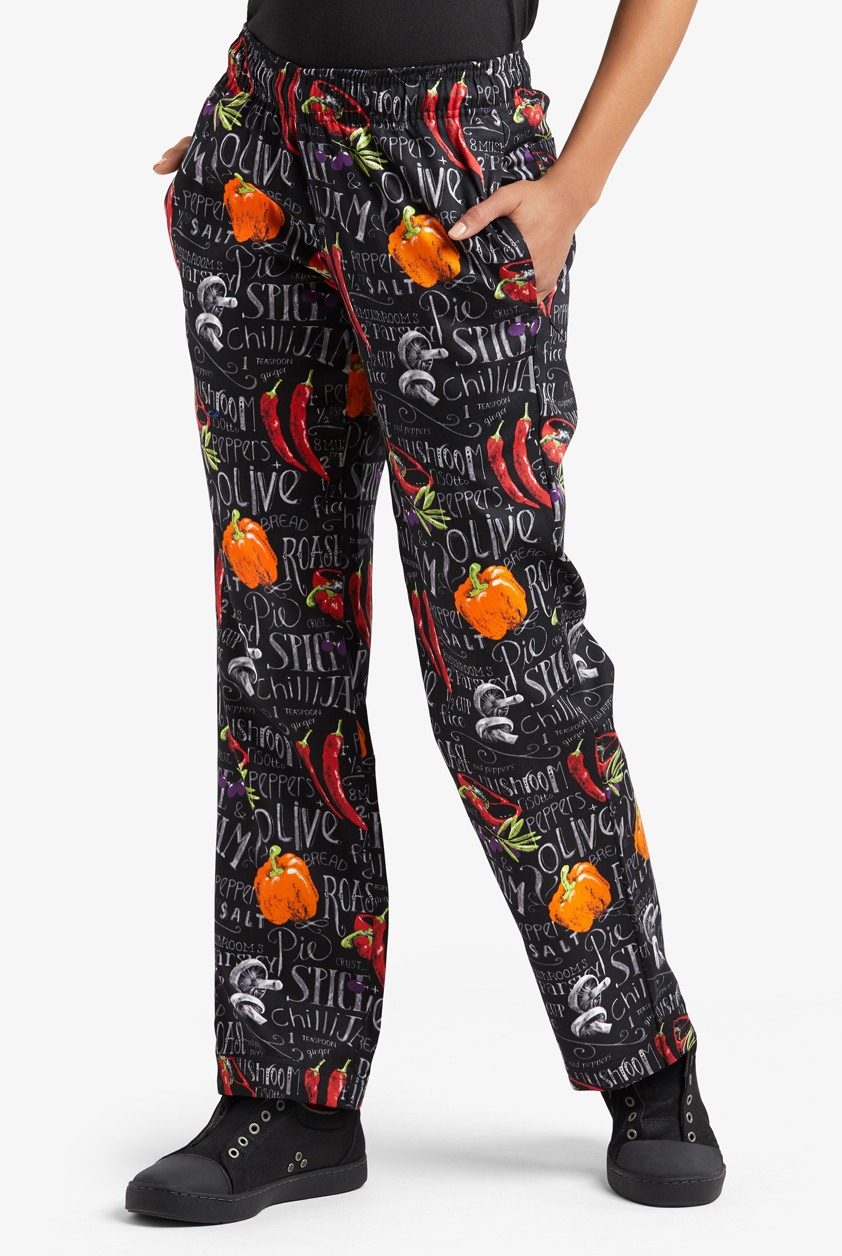UA CHEF&trade; Chalkboard Women's 4-Pocket Elastic Waistband Printed Chef Pants