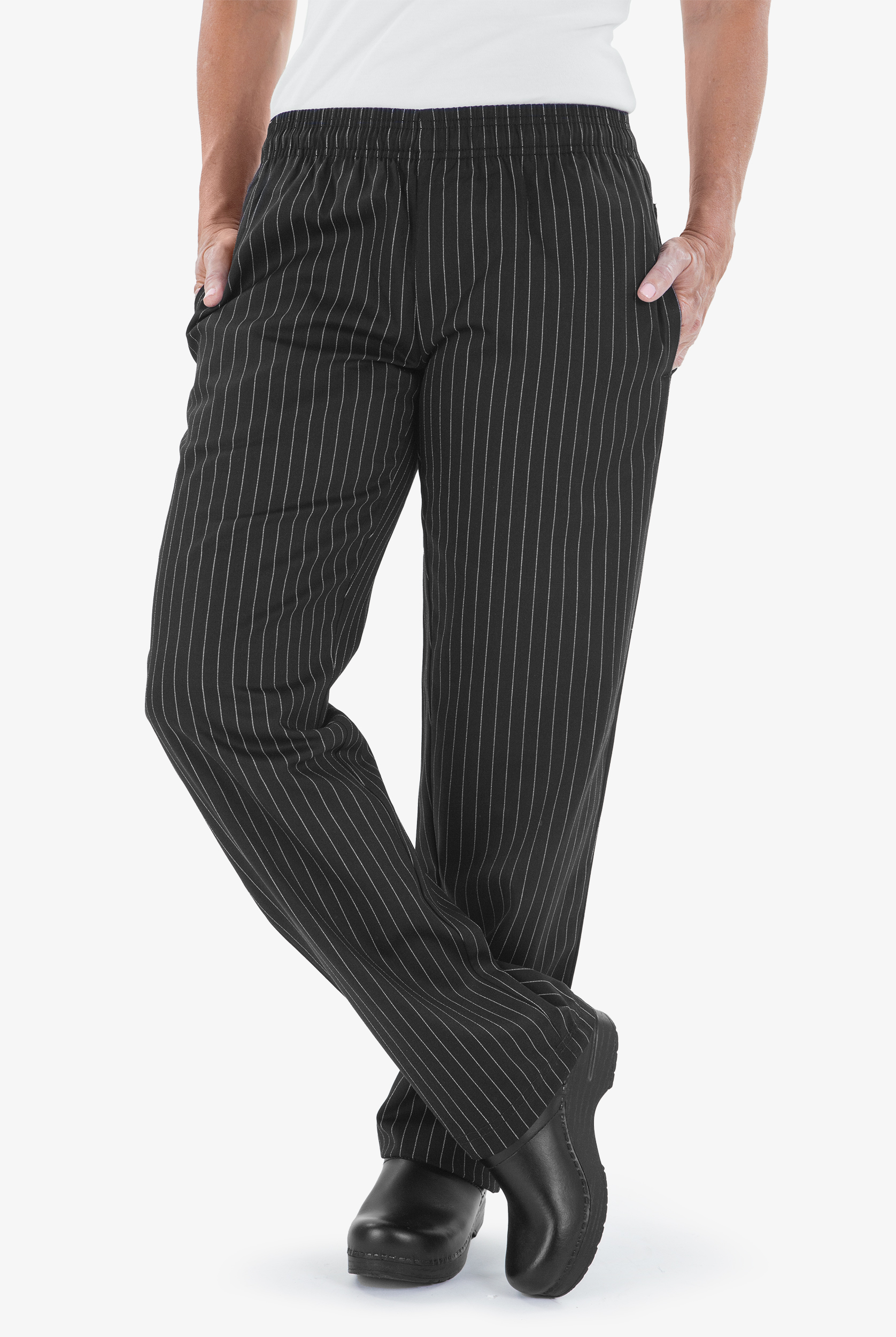 UA CHEF&trade; Pinstripe Women's 4-Pocket Elastic Waistband Printed Chef Pants