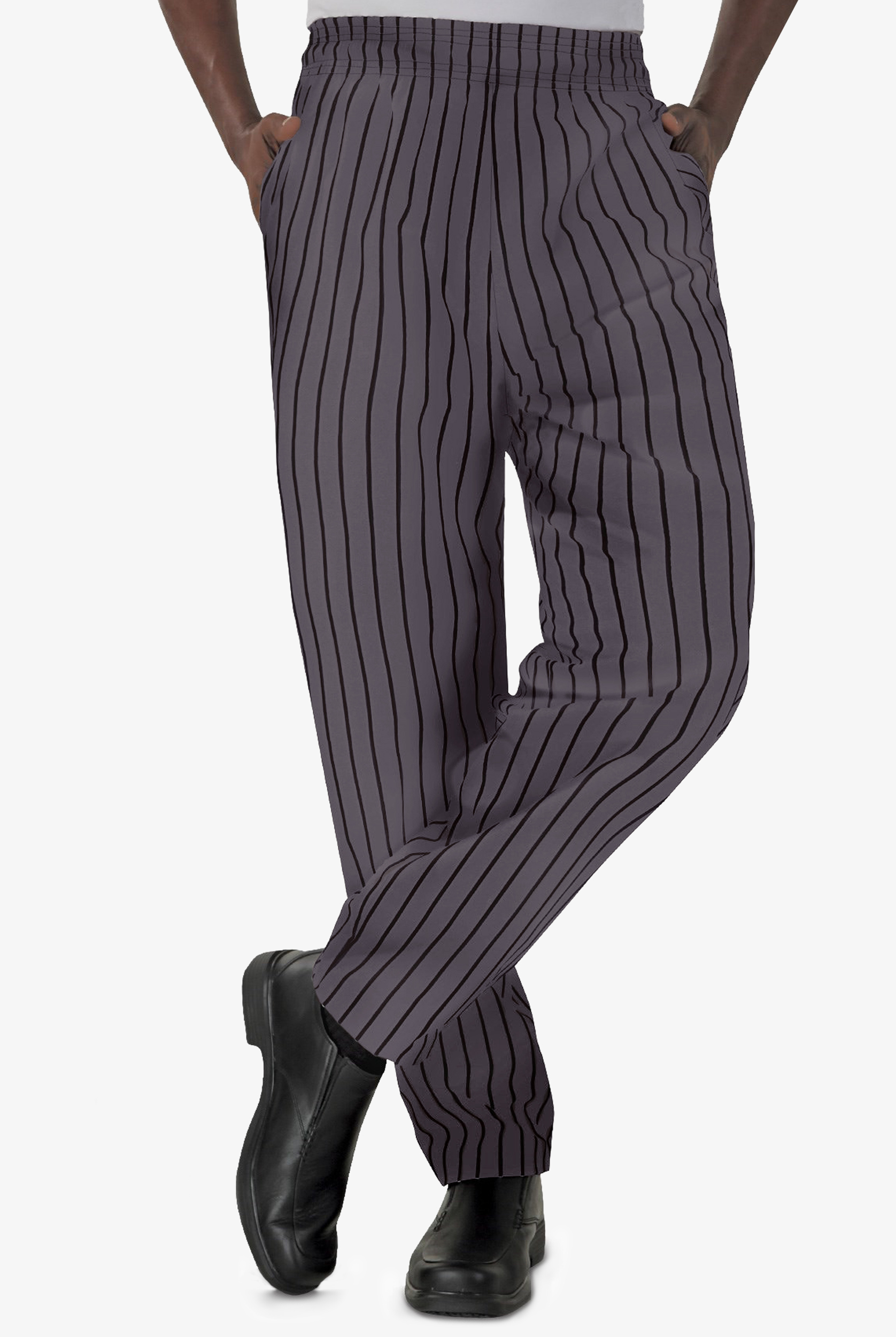 UA CHEF&trade; Chalk Stripe Grey Men's 4-Pocket Baggy Printed Chef Pants