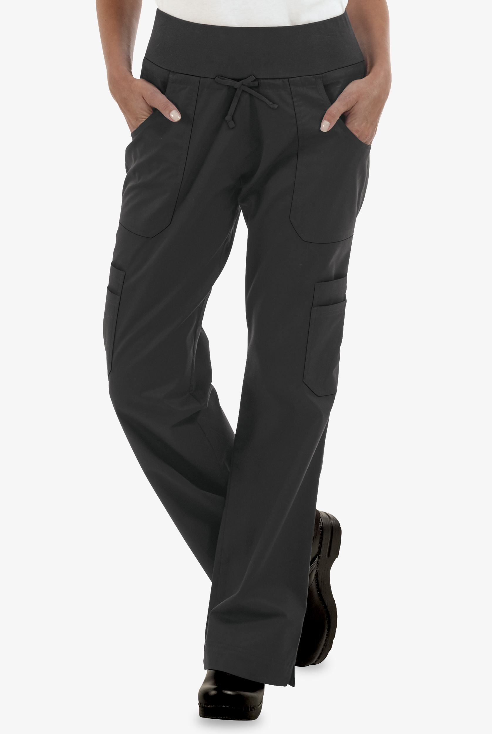 CHEF 360 Women's 8-Pocket Low Rise STRETCH Yoga Chef Pants - Petite