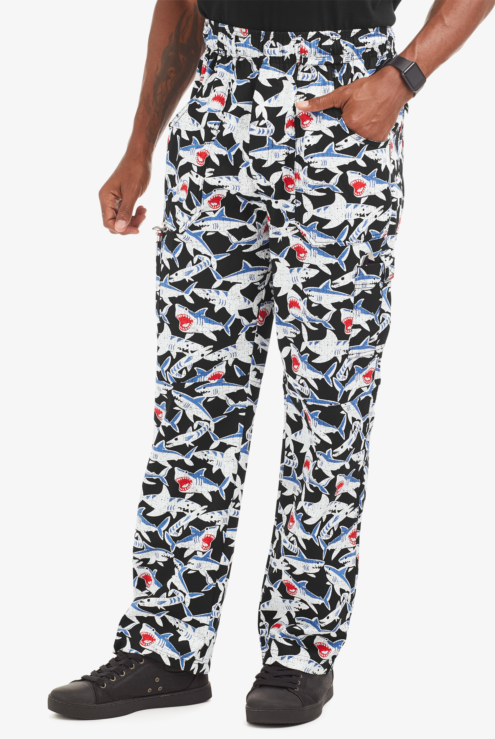 UA CHEF&trade; Shark Bite Men's 7-Pocket Printed Cargo Chef Pants