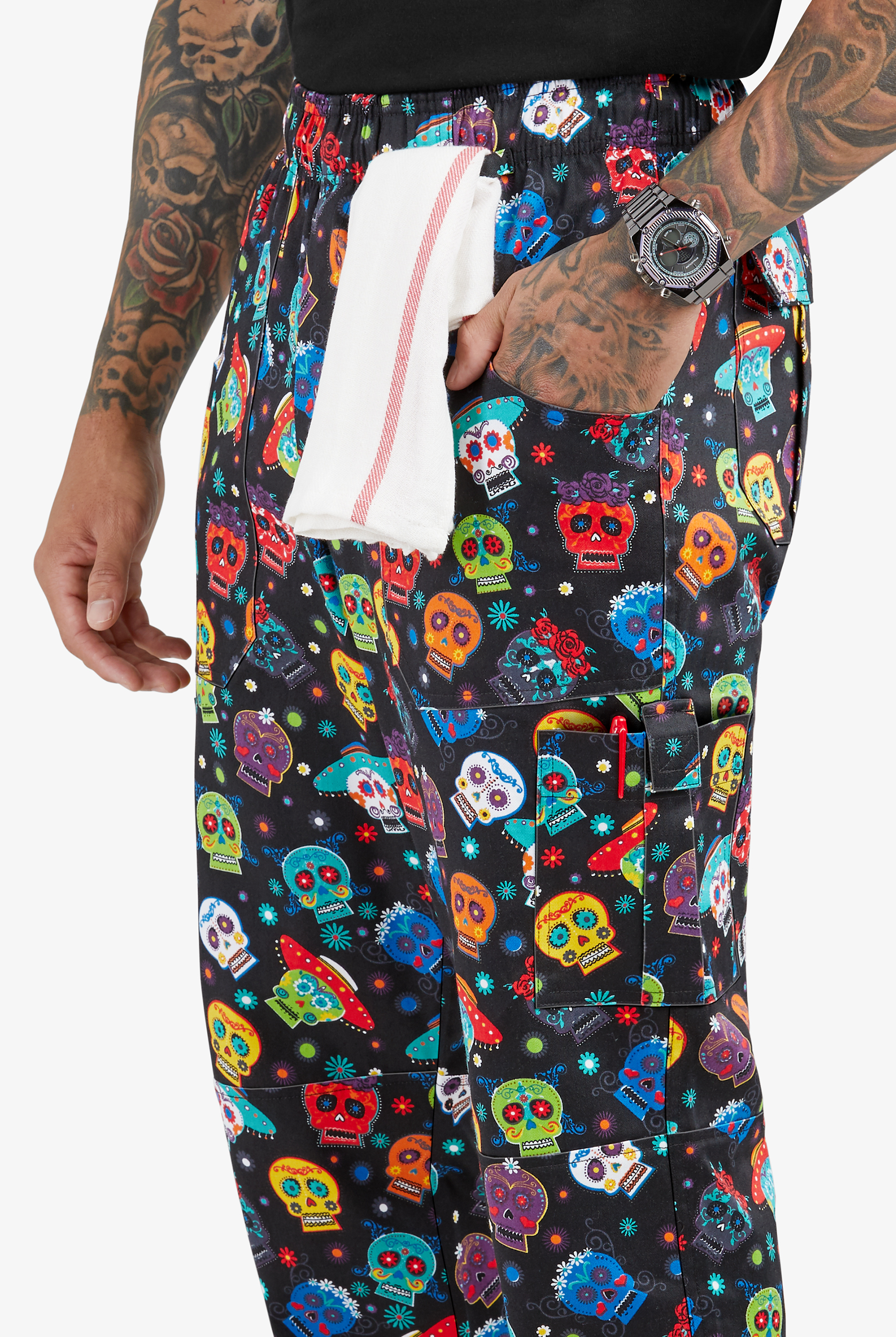 UA CHEF&trade; Calavera Men's 7-Pocket Printed Cargo Chef Pants