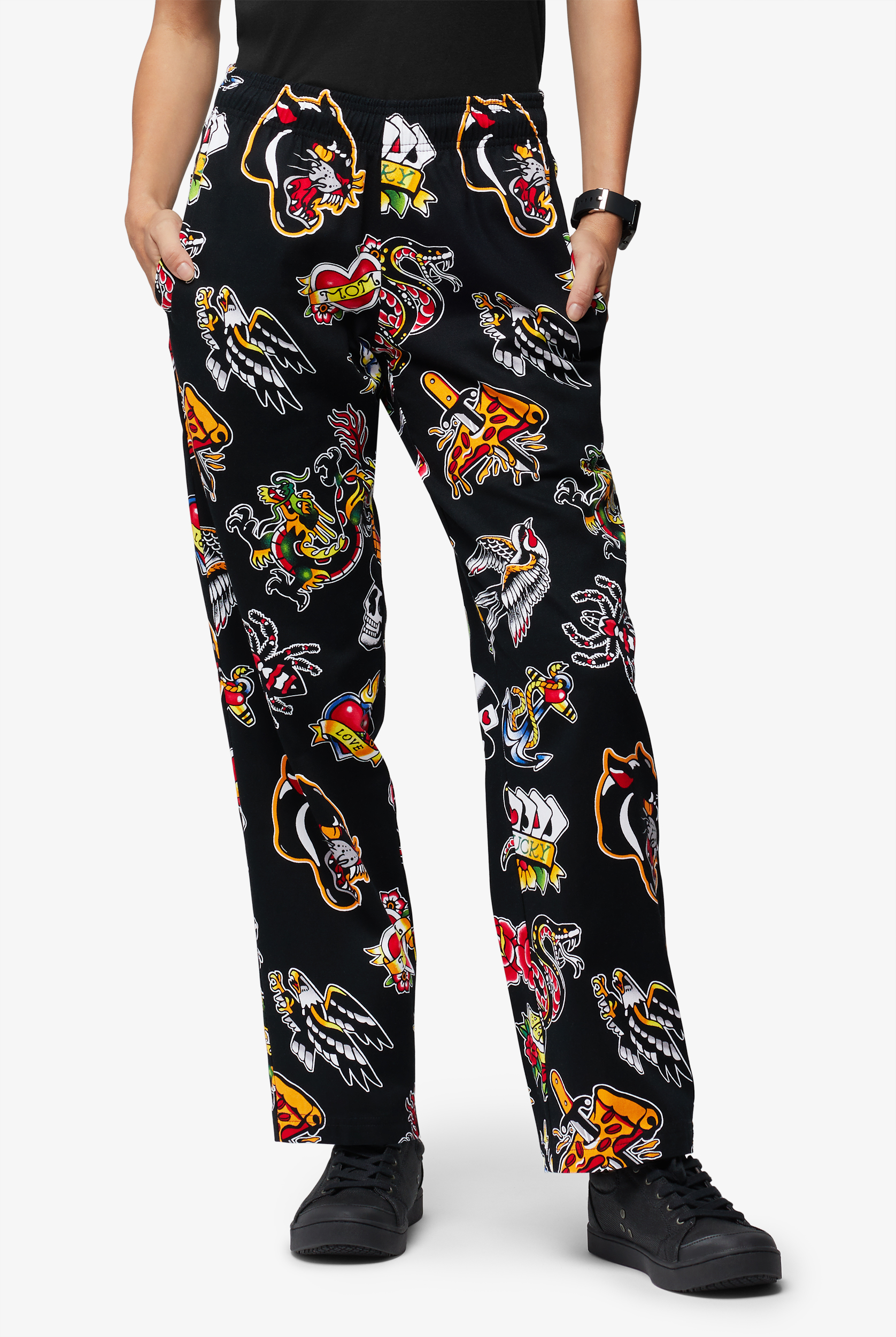 UA CHEF&trade; Inkaholic Black Women's 4-Pocket Printed Chef Pants