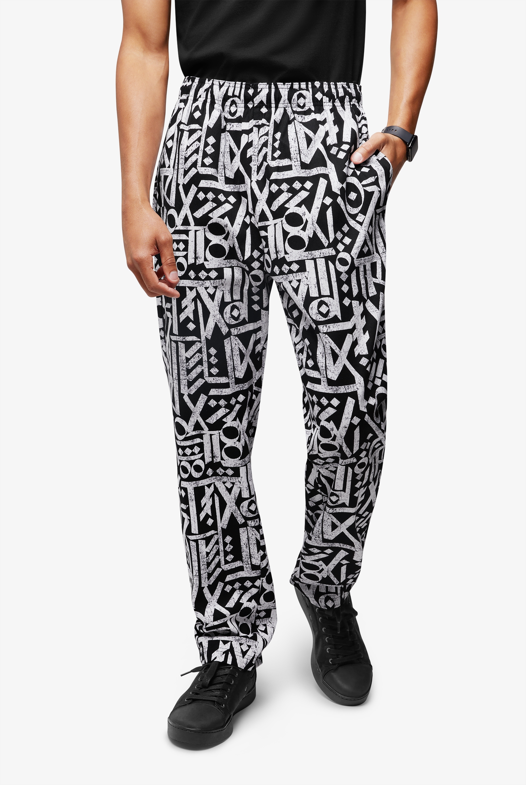UA CHEF&trade; Cali Graffiti Black Men's 4-Pocket Baggy Printed Chef Pants